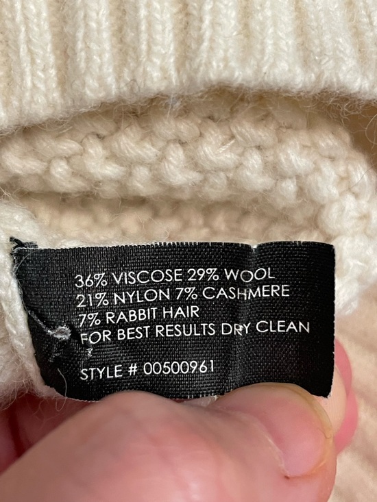 CLUB MONACO Ivory Wool & Cashmere Blend Cardigan w/ Textured Knit & Sparkle - Picture 5 of 7